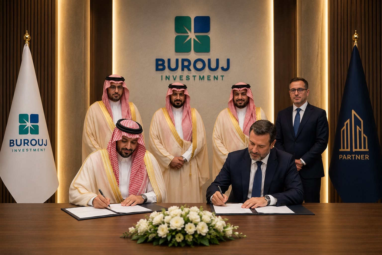Burouj Investment leadership signing a strategic partnership agreement